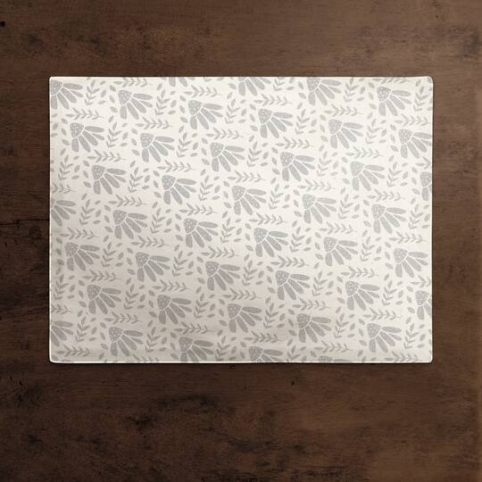 Simple Gray Florals 18" x 14" Cotton Twill Placemat